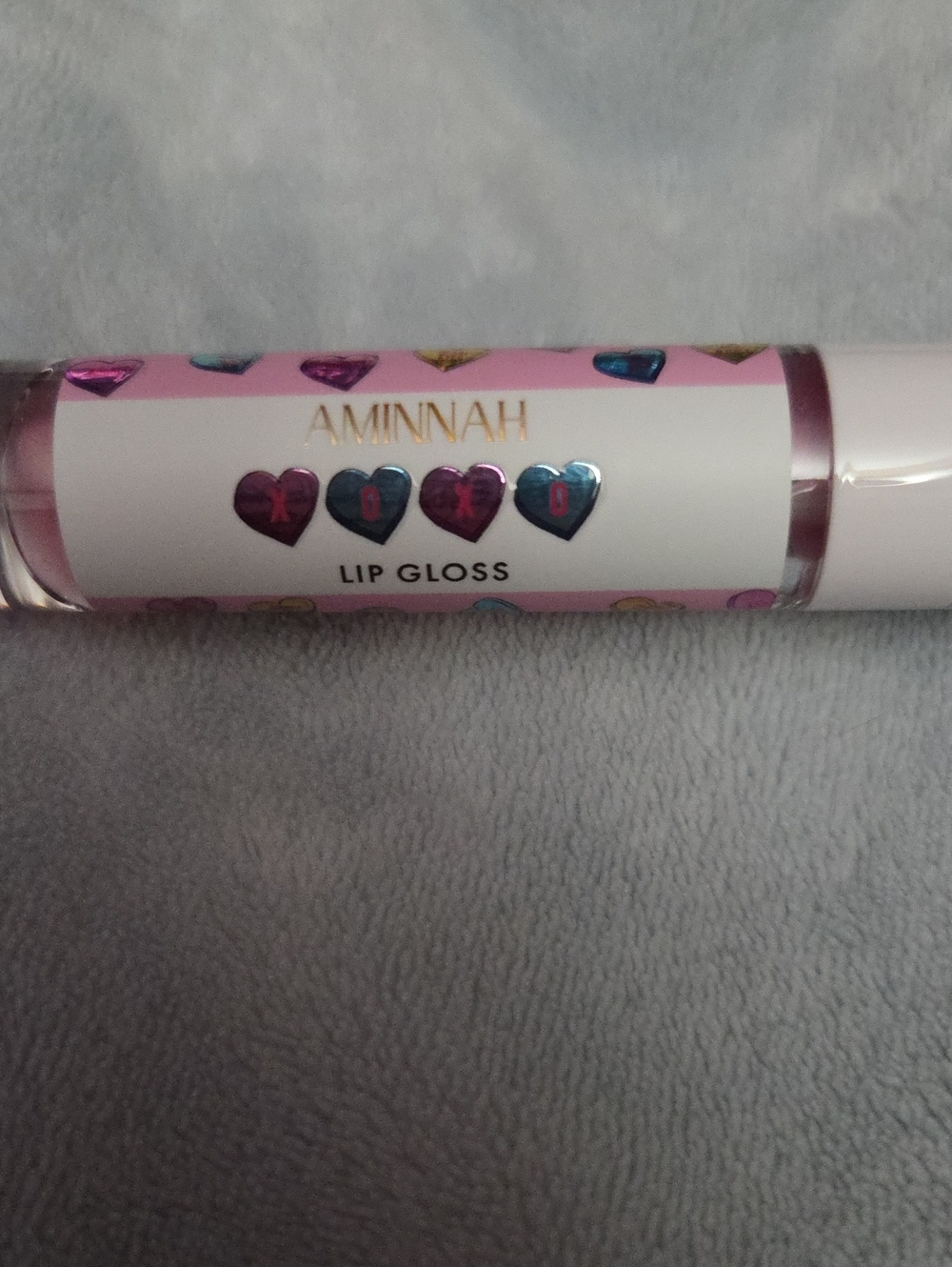 Aminnah Sheer Pink Heart Lip Gloss - Lightweight Shimmer NWOT
